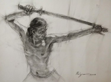 Disegno intitolato "Warrior" da Nagia Chrisanthacopoulou, Opera d'arte originale