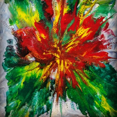 Peinture intitulée "Broche fleur" par Nagwa Safey, Œuvre d'art originale, Acrylique