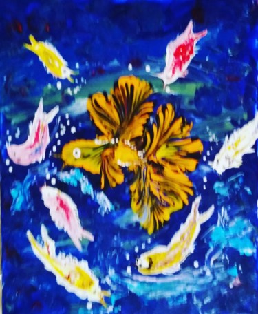 Painting titled "Poisson étrange" by Nagwa Safey, Original Artwork, Acrylic