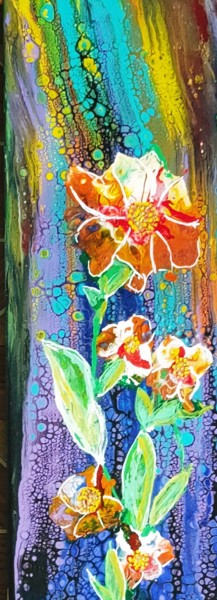 Malerei mit dem Titel "Fleurs du bonheur" von Nagwa Safey, Original-Kunstwerk, Acryl