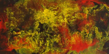 Peinture intitulée "Le coeur de la lave" par Nahalah, Œuvre d'art originale, Acrylique