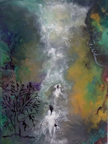 Malerei mit dem Titel "La voie du milieu" von Nahalah, Original-Kunstwerk, Acryl