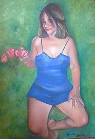 Pintura titulada "AZUL" por Sandra Regina Herrera, Obra de arte original, Oleo