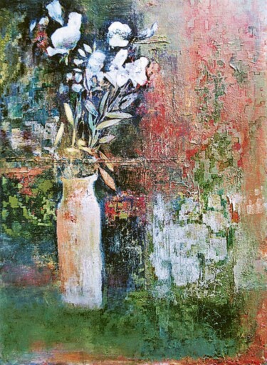 Pintura titulada "Les Fleurs sur le f…" por Nana Plamadeala-Kiritchenko, Obra de arte original, Oleo