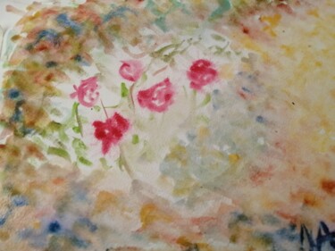 Pintura titulada "le rosier de mon ja…" por Nancy Krief, Obra de arte original, Acuarela