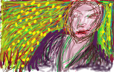Digital Arts titled "la chanteuse" by Nancy Krief, Original Artwork, Digital Painting