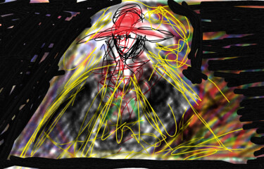 Digitale Kunst mit dem Titel "La femme mystérieuse" von Nancy Krief, Original-Kunstwerk, Digitale Malerei