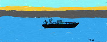 Arts numériques intitulée "Le bateau entre les…" par Nancy Krief, Œuvre d'art originale, Peinture numérique