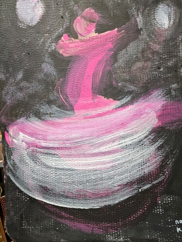 Painting titled "La danseuse tournoy…" by Nancy Krief, Original Artwork, Acrylic Mounted on Cardboard