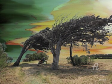 Digitale Kunst mit dem Titel "PAYSAGE 260721" von Nancy Lopez, Original-Kunstwerk, Digitale Malerei Auf Keilrahmen aus Holz…