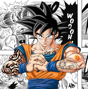 제목이 "Tattoo Goku"인 디지털 아트 Nanoab로, 원작, 포토 몽타주