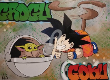 Картина под названием "Grogu Goku" - Nanoab, Подлинное произведение искусства, Акрил