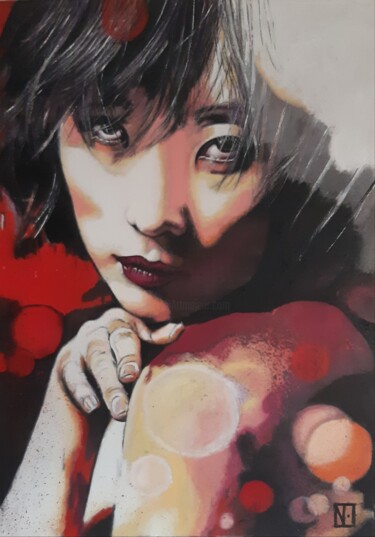 Painting titled "PASSION" by Nanou, Original Artwork, Acrylic Mounted on Wood Stretcher frame