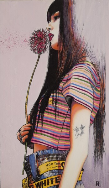 Painting titled "FLOWER2" by Nanou, Original Artwork, Acrylic