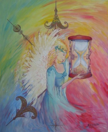Peinture intitulée "Ange du temps" par Nanou, Œuvre d'art originale, Huile