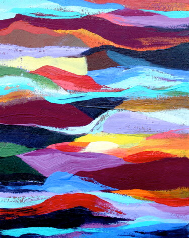 Ζωγραφική με τίτλο "Field of Color V" από Naoko Paluszak, Αυθεντικά έργα τέχνης, Ακρυλικό Τοποθετήθηκε στο Ξύλινο φορείο σκε…