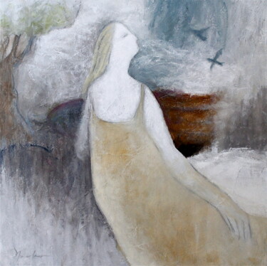 Картина под названием ""Woman with Blue Bi…" - Naoko Paluszak, Подлинное произведение искусства, Масло