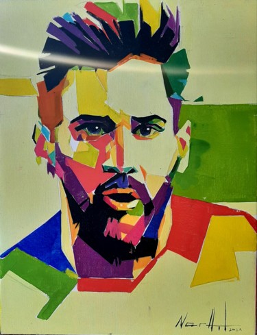 Malerei mit dem Titel "Messi (35x45cm, oil…" von Narek Jaghacpanyan, Original-Kunstwerk, Öl Auf Keilrahmen aus Holz montiert