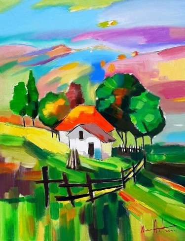 Peinture intitulée "Rural landscape-2 (…" par Narek Jaghacpanyan, Œuvre d'art originale, Huile Monté sur Châssis en bois