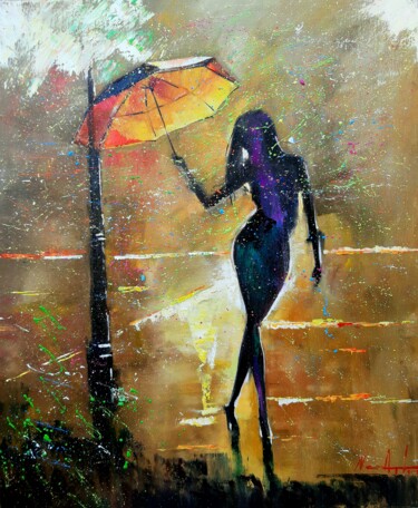 Painting titled "Rainy (50x60cm, oil…" by Narek Jaghacpanyan, Original Artwork, Oil Mounted on Wood Stretcher frame