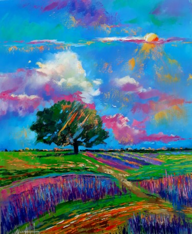 Peinture intitulée "Solitary tree (50x6…" par Narek Jaghacpanyan, Œuvre d'art originale, Huile Monté sur Châssis en bois