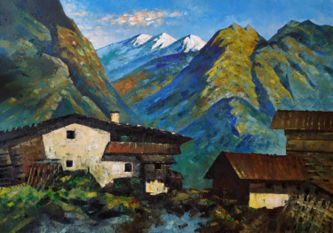 Картина под названием "Mountains (100x70cm…" - Narek, Подлинное произведение искусства, Масло Установлен на Деревянная рама…