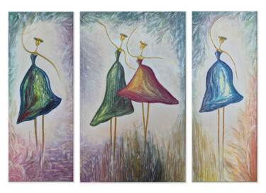 Painting titled "Ballerinas" by Narine Vardanyan (Narin), Original Artwork, Acrylic Mounted on Wood Stretcher frame