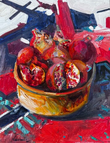 Painting titled "Pomegranate" by Narmin Nasib, Original Artwork, Oil