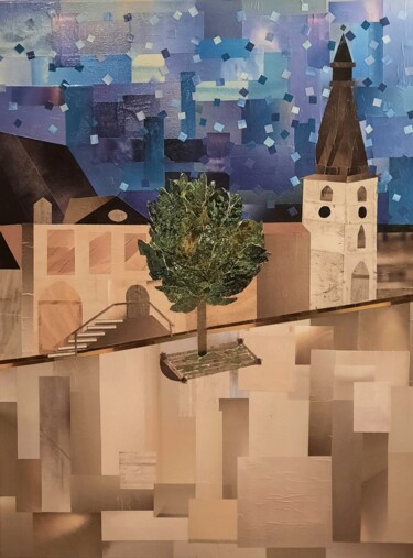 Collages titulada "Jodoigne" por Nash, Obra de arte original, Collages Montado en Bastidor de camilla de madera