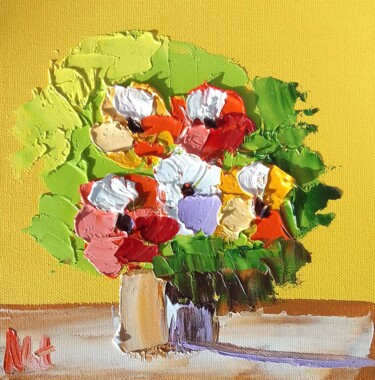 Картина под названием "Bouquets 4" - Nat, Подлинное произведение искусства, Масло
