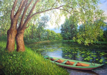 Malerei mit dem Titel "Летний пейзаж10" von Nata Go, Original-Kunstwerk, Öl Auf Keilrahmen aus Holz montiert