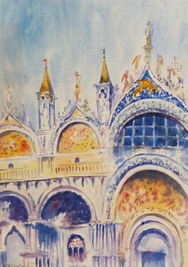 「St. Mark's Cathedral」というタイトルの絵画 Наталья Каволинаによって, オリジナルのアートワーク, 水彩画