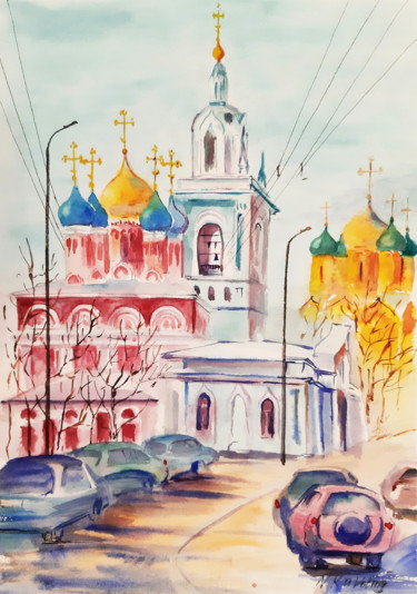 Malerei mit dem Titel "Moscow. Varvarka St…" von Natalia Kavolina, Original-Kunstwerk, Aquarell