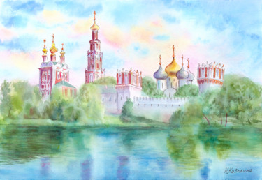 Peinture intitulée "A202. Moscow. Novod…" par Natalia Kavolina, Œuvre d'art originale, Aquarelle