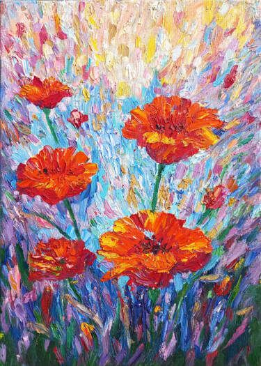 Картина под названием "D3. Poppies" - Наталья Каволина, Подлинное произведение искусства, Масло