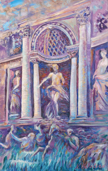 Peinture intitulée "D52. The Trevi foun…" par Natalia Kavolina, Œuvre d'art originale, Huile Monté sur Châssis en bois