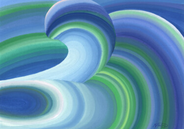 Ζωγραφική με τίτλο "Sea Wave. Abstract…" από Nata Korpusova, Αυθεντικά έργα τέχνης, Ακουαρέλα