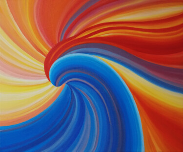 Pintura intitulada "Sea Wave at Sunset.…" por Nata Korpusova, Obras de arte originais, Óleo