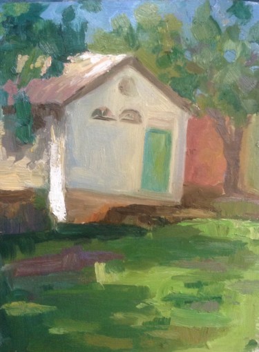 Painting titled "small house" by Nata New, Original Artwork, Oil