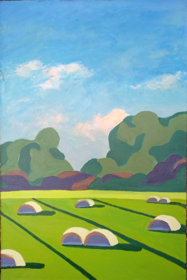 Painting titled "summer fields" by Nata New, Original Artwork, Acrylic