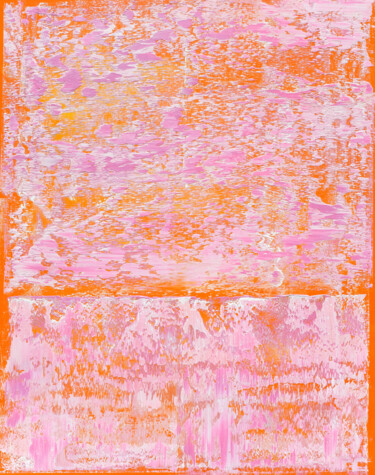 Painting titled "Orange Sky" by Nataliia Sydorova, Original Artwork, Oil Mounted on Wood Stretcher frame