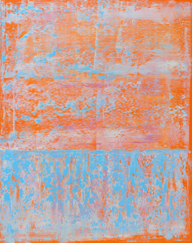 Painting titled "Orange Celestial" by Nataliia Sydorova, Original Artwork, Oil Mounted on Wood Stretcher frame