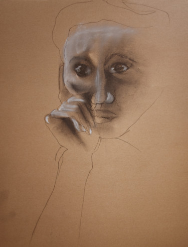 Drawing titled ""PORTRAIT DE SIRI A…" by Natacha Kolson, Original Artwork, Charcoal