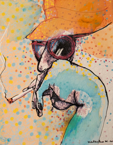 Disegno intitolato ""LE FUMEUR"" da Natacha Kolson, Opera d'arte originale, Fotografia digitale