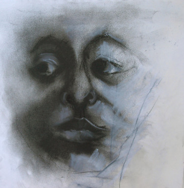 Рисунок под названием ""PORTRAIT SOMBRE II…" - Natacha Kolson, Подлинное произведение искусства, Древесный уголь