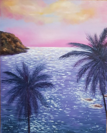 Ζωγραφική με τίτλο "Palm trees" από Natalia Ostonen (Tarasova), Αυθεντικά έργα τέχνης, Λάδι Τοποθετήθηκε στο Άλλος άκαμπτος…