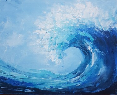 Painting titled "Wave (miniature)" by Natalia Ostonen (Tarasova), Original Artwork, Oil