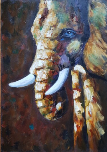 Peinture intitulée "Elephant" par Natalia Ostonen (Tarasova), Œuvre d'art originale, Huile