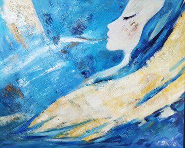 Malerei mit dem Titel "Wind and angel" von Natali Oniks, Original-Kunstwerk, Öl