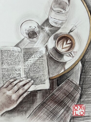 Drawing titled "Coffee encounter #1…" by Natali Part, Original Artwork, Charcoal